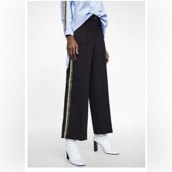 Zara Logo tuxedo pants cropped EUC - Picture 1 of 12